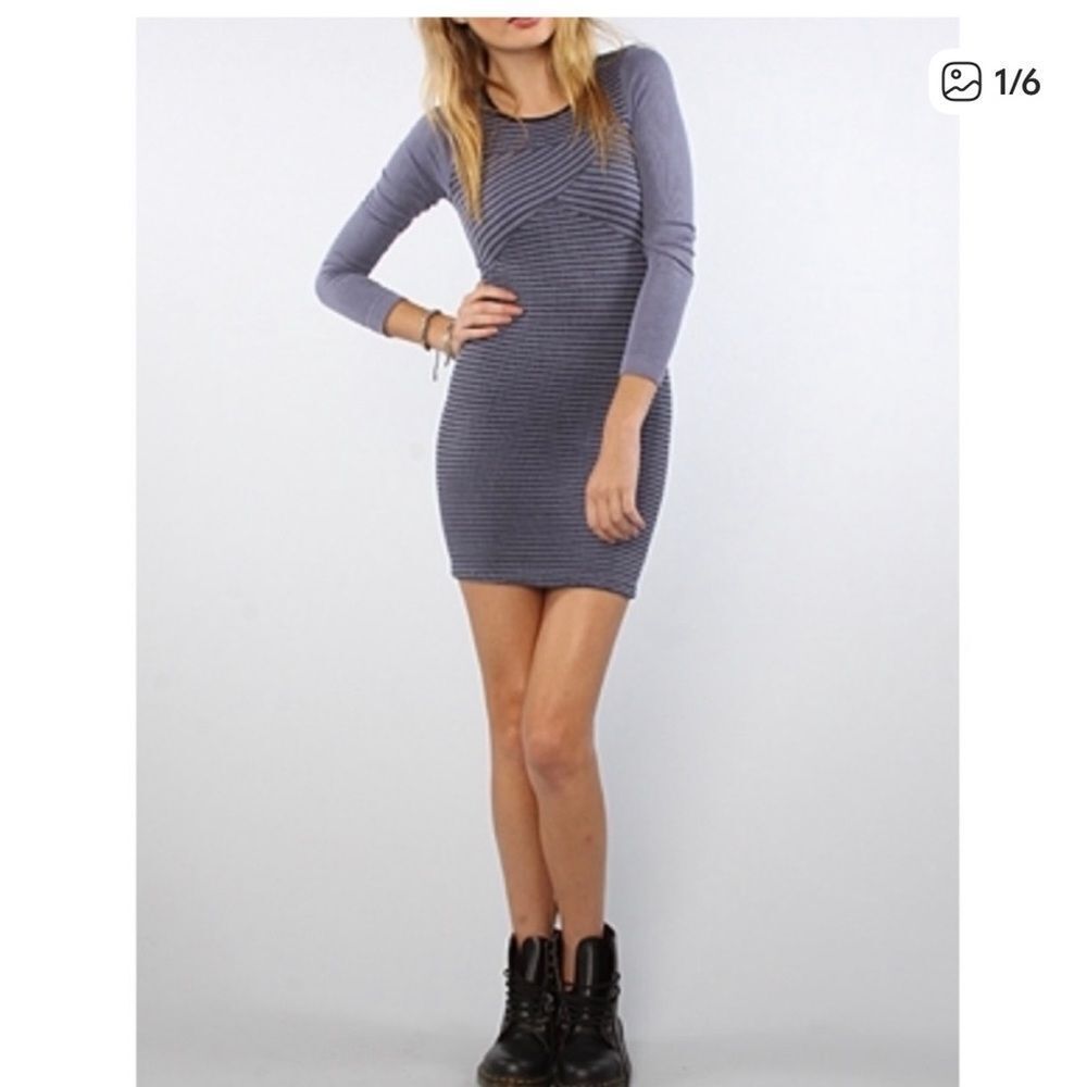 Free People Purple Striped Bodycon Dress